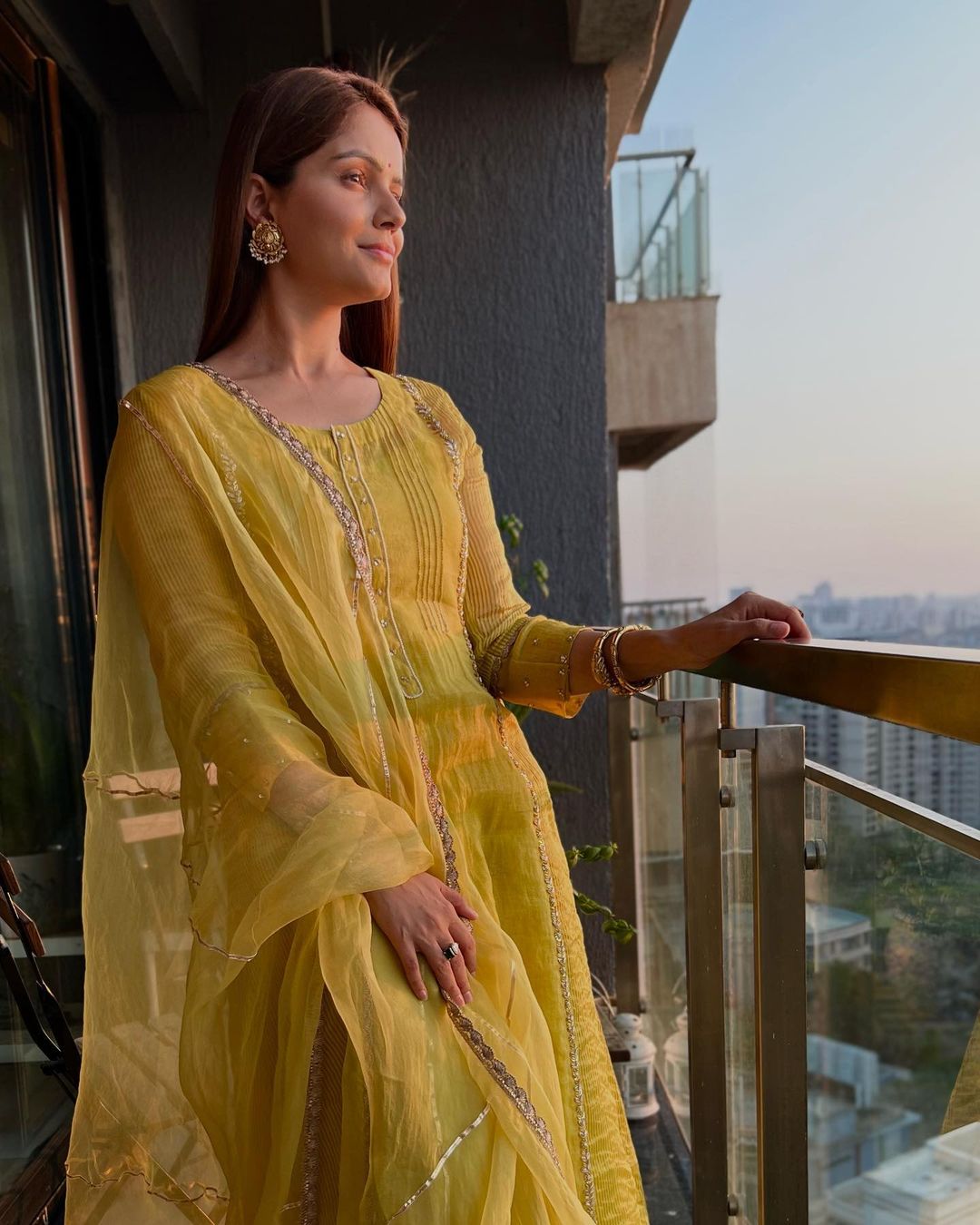 Kiran - Yellow Tissue Chanderi Suit