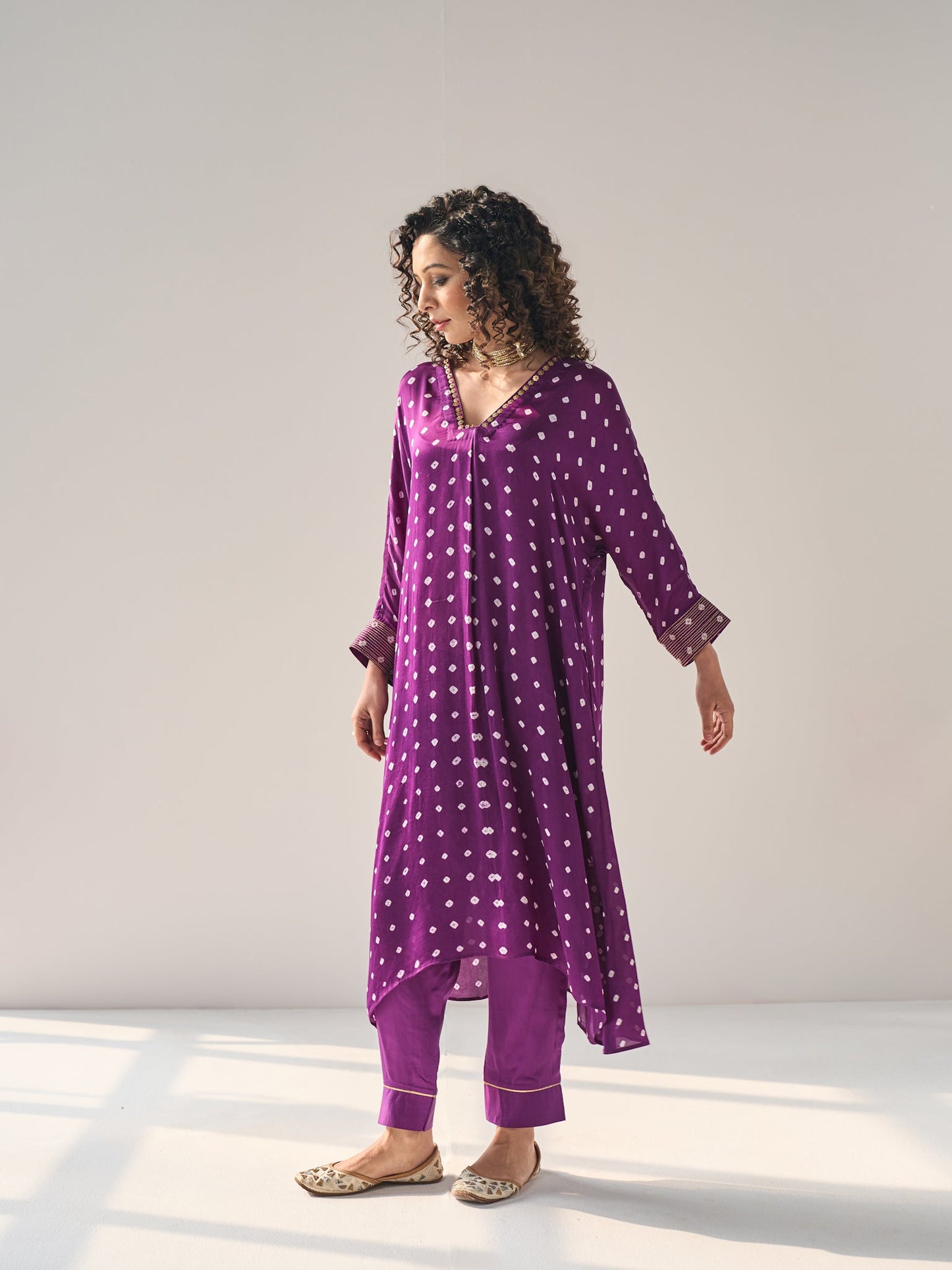 Aahana - The Purple Bandhani Kurta Set
