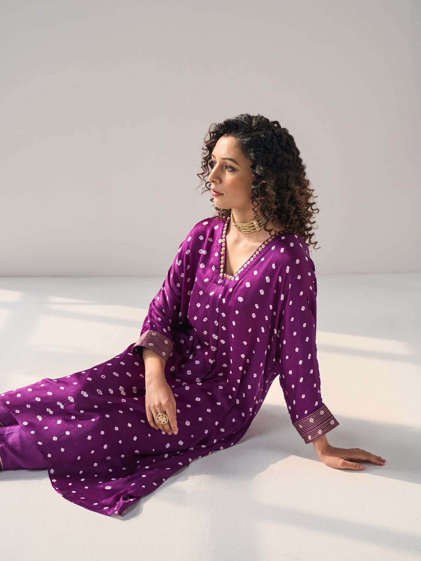 Aahana - The Purple Bandhani Kurta Set