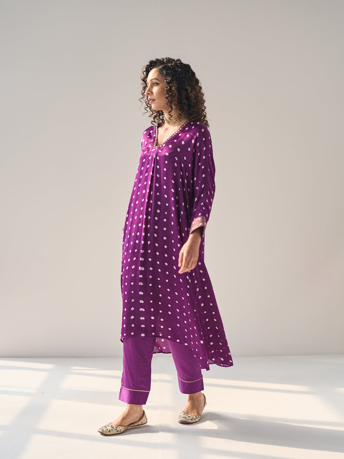 Aahana - The Purple Bandhani Kurta Set