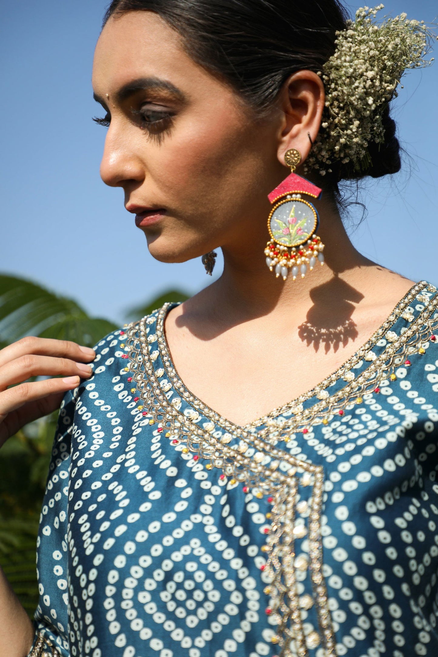 Afia - Blue Bandhani Suit with Dhoti Pants
