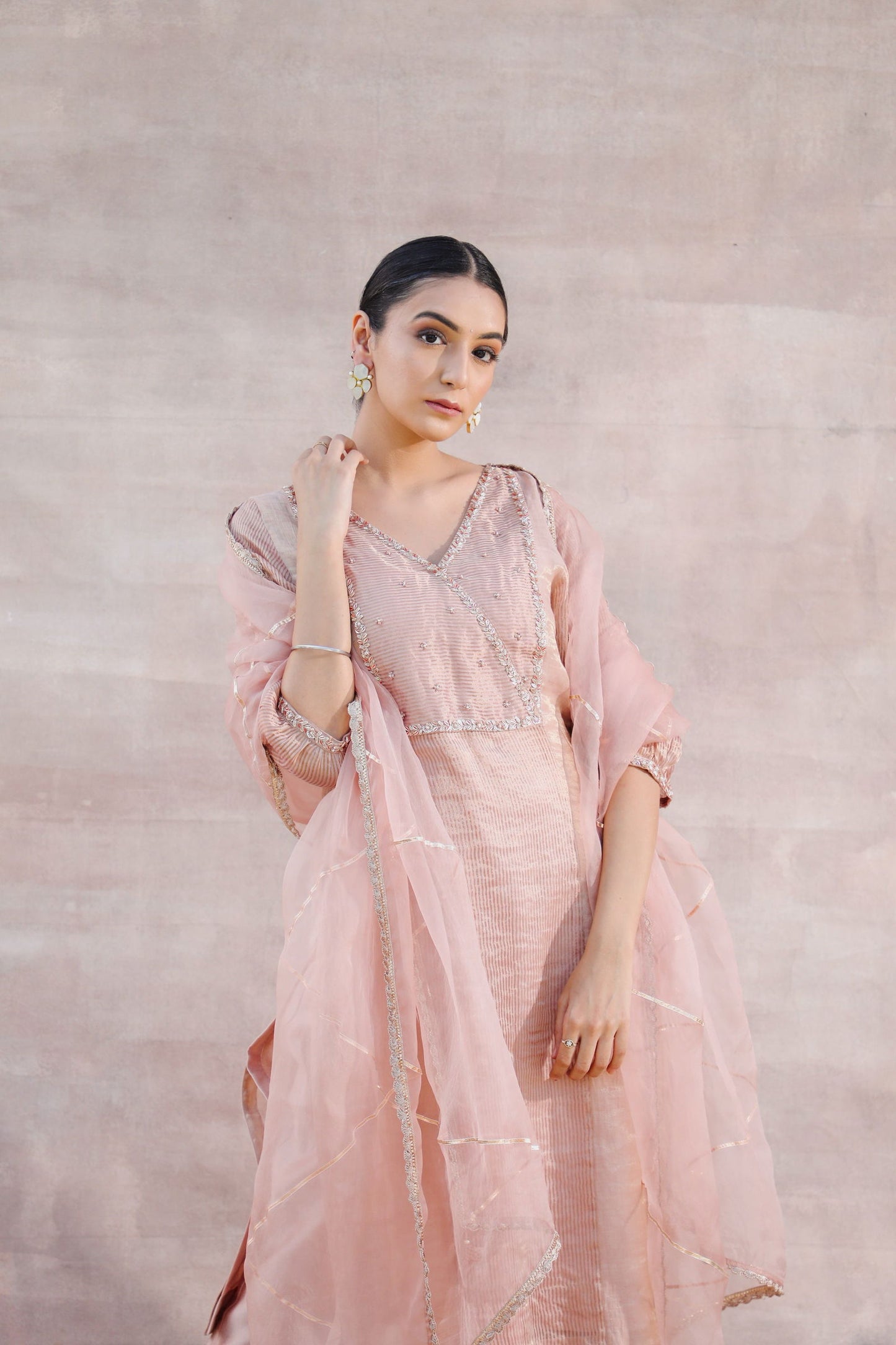 Afreen - Nude Tissue Chanderi Suit