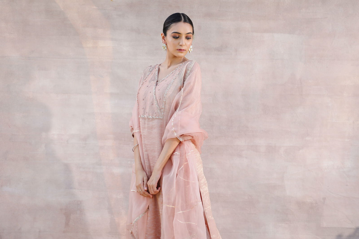 Afreen - Nude Tissue Chanderi Suit