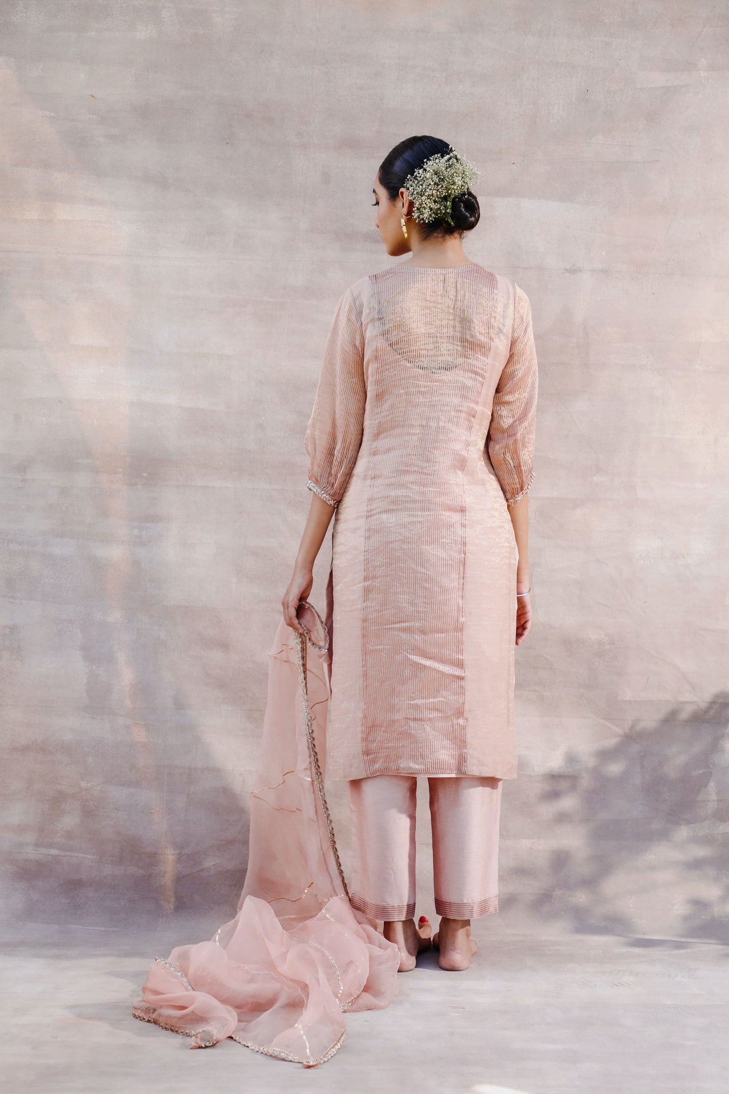 Afreen - Nude Tissue Chanderi Suit