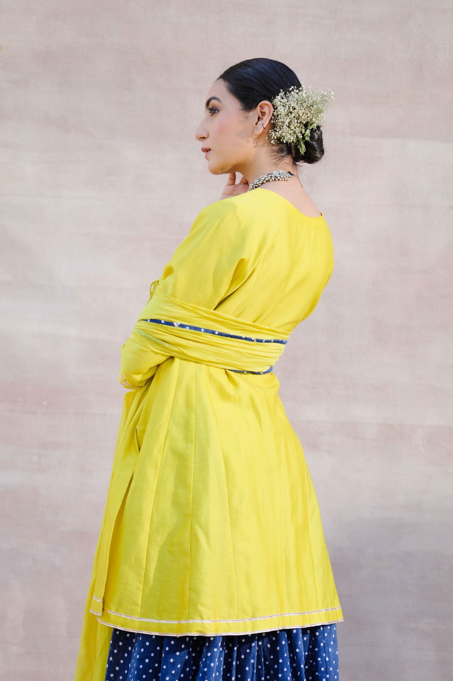 Afsheen - Yellow Chanderi Angrakha Shirt with Sharara