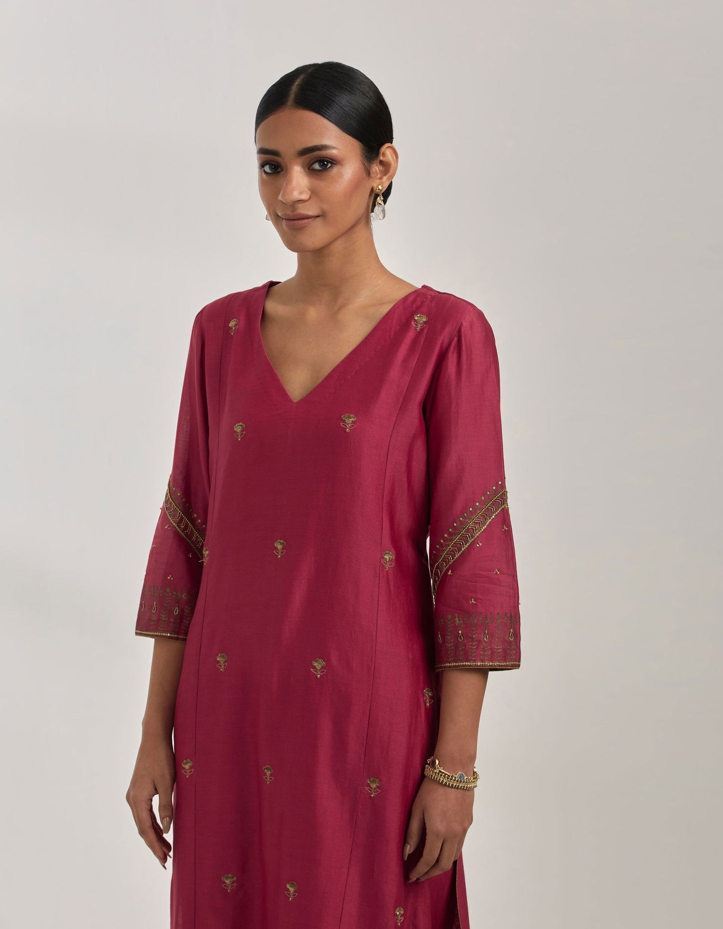 Ambreen - Red Chanderi Silk Suit Set
