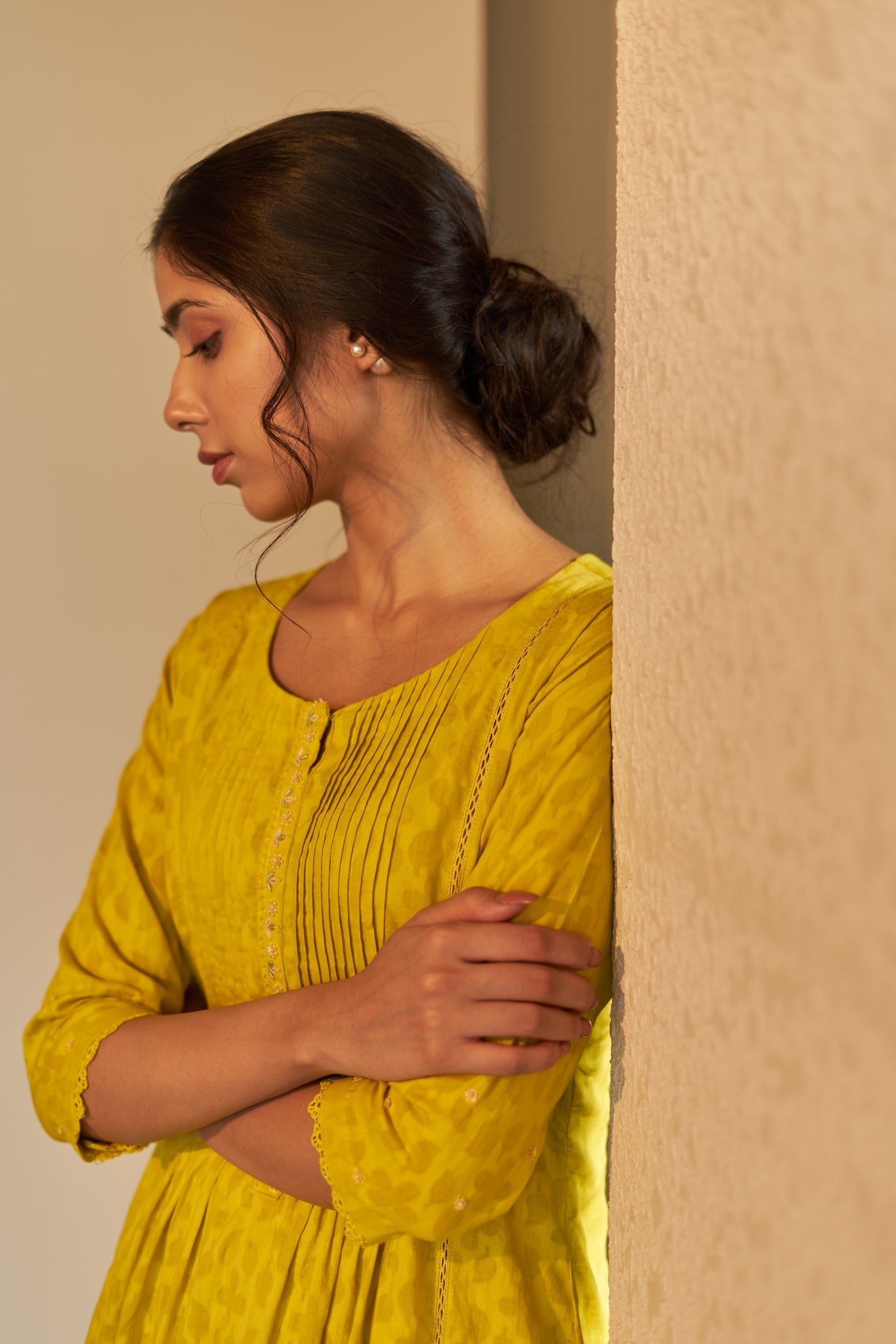 Drishti - The Yellow A-Line Kurta Set