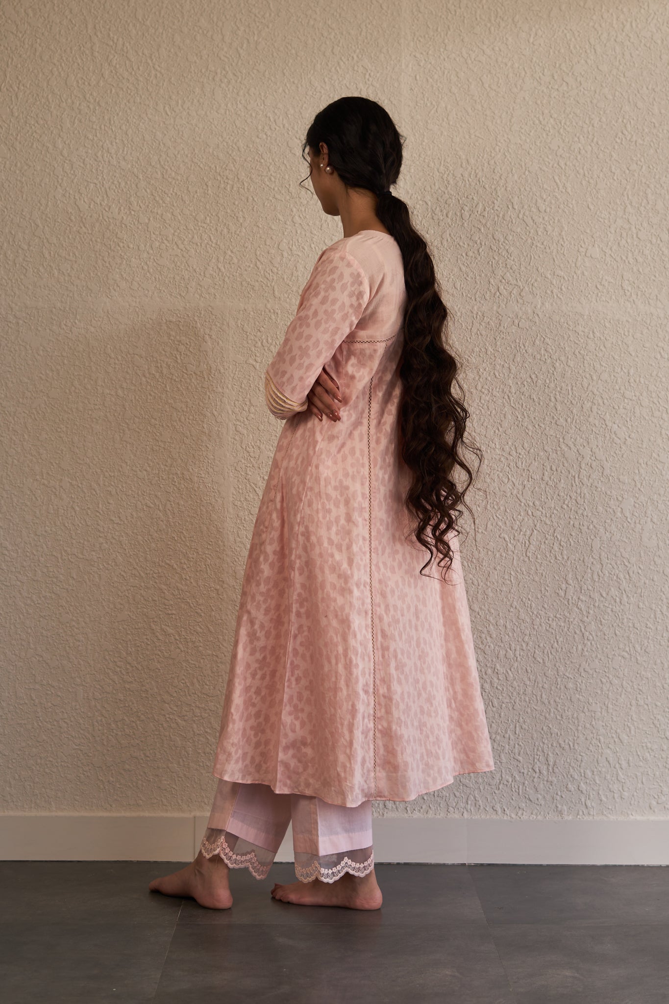 Gauri - The Powder Pink A-Line Kurta Set