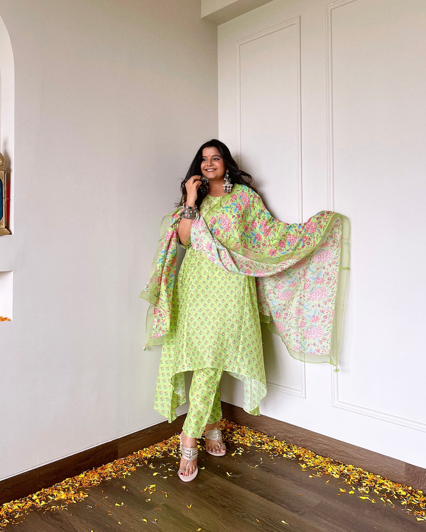 Radhika Bhardwaj in Mishal - The Light Green A-Line Suit Set
