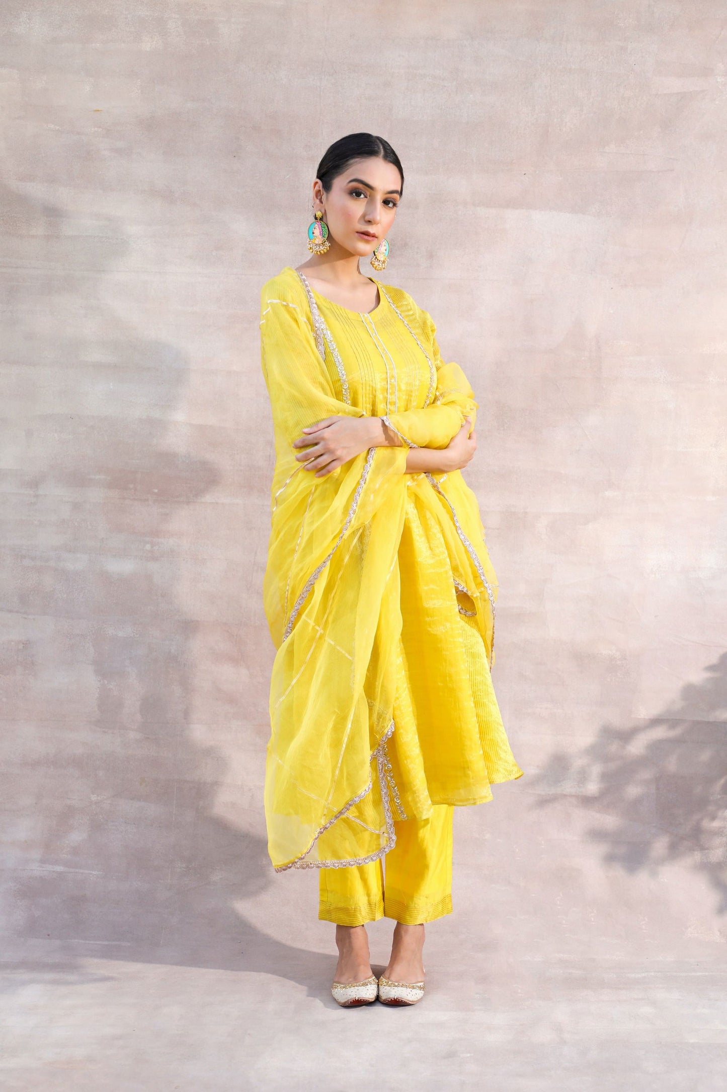 Kiran - Yellow Tissue Chanderi Suit
