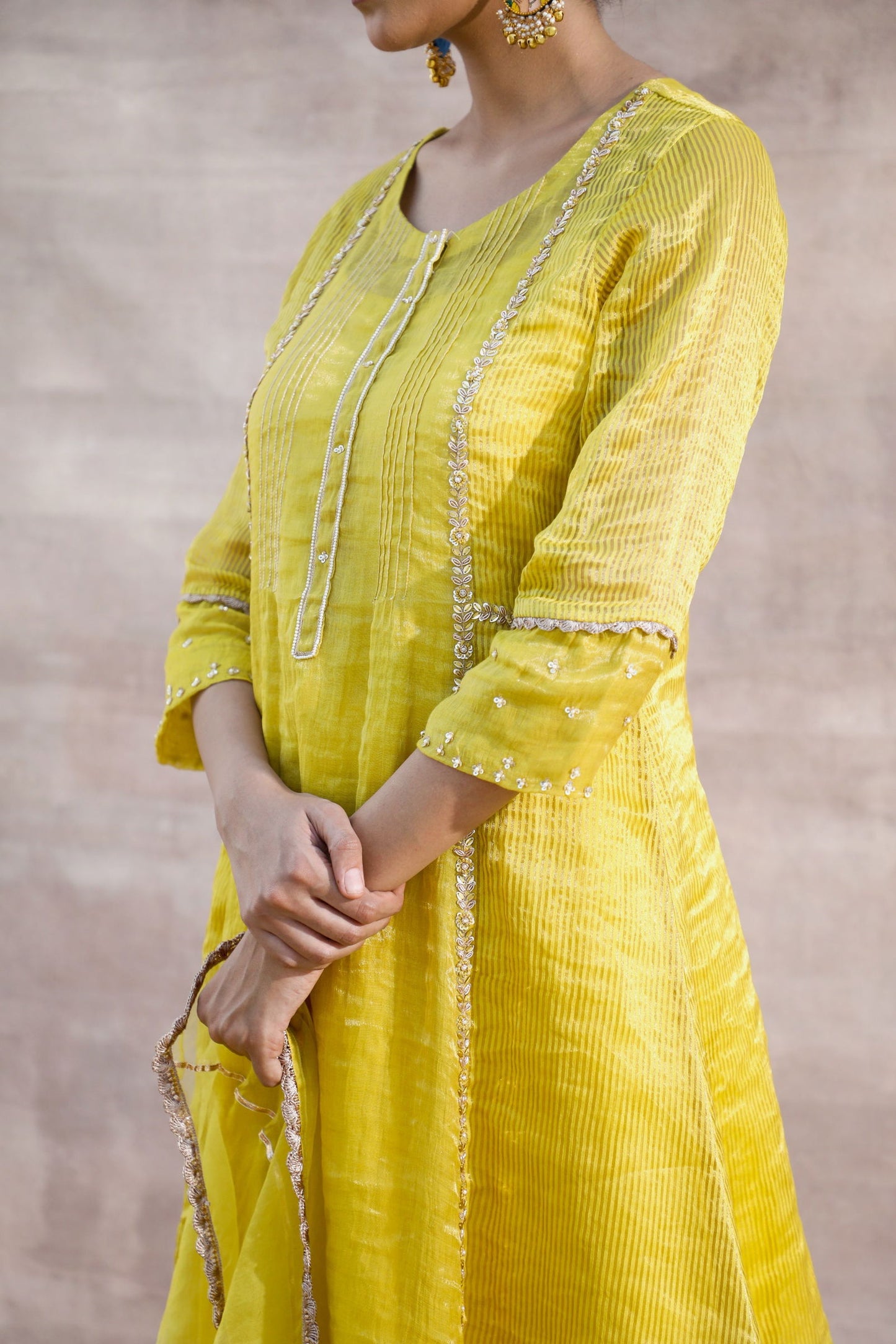 Kiran - Yellow Tissue Chanderi Suit