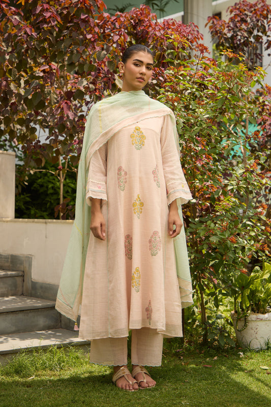 Mirabel - The Peach and mint suit set.