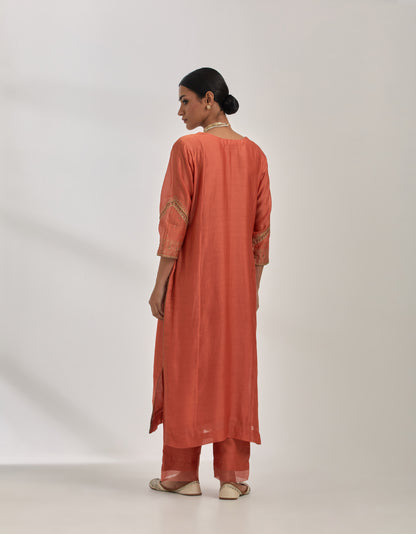 Rasika - Orange Chanderi Silk Suit Set