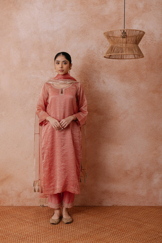 Maheen - The Coral Peach Suit Set