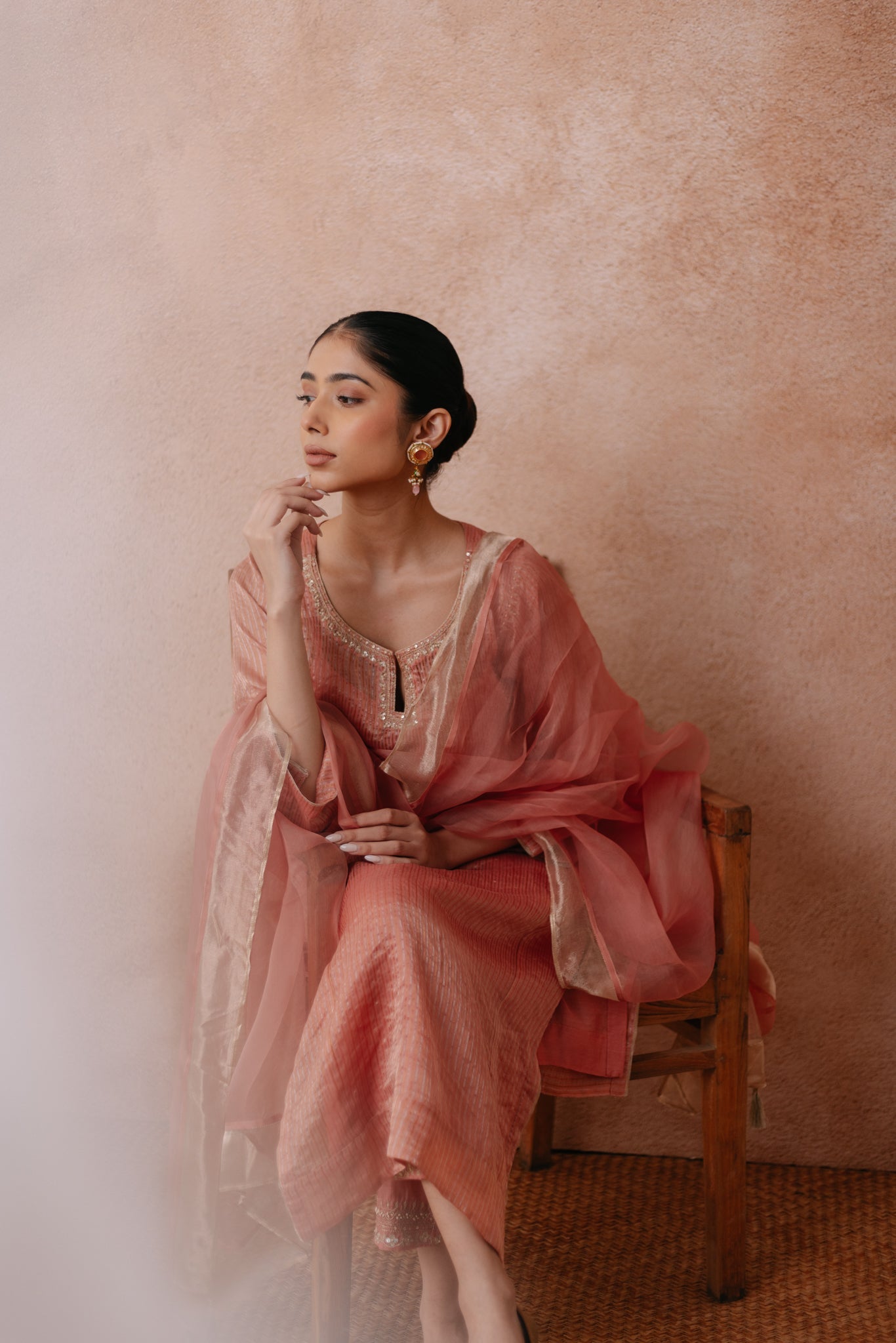 Maheen - The Coral Peach Suit Set