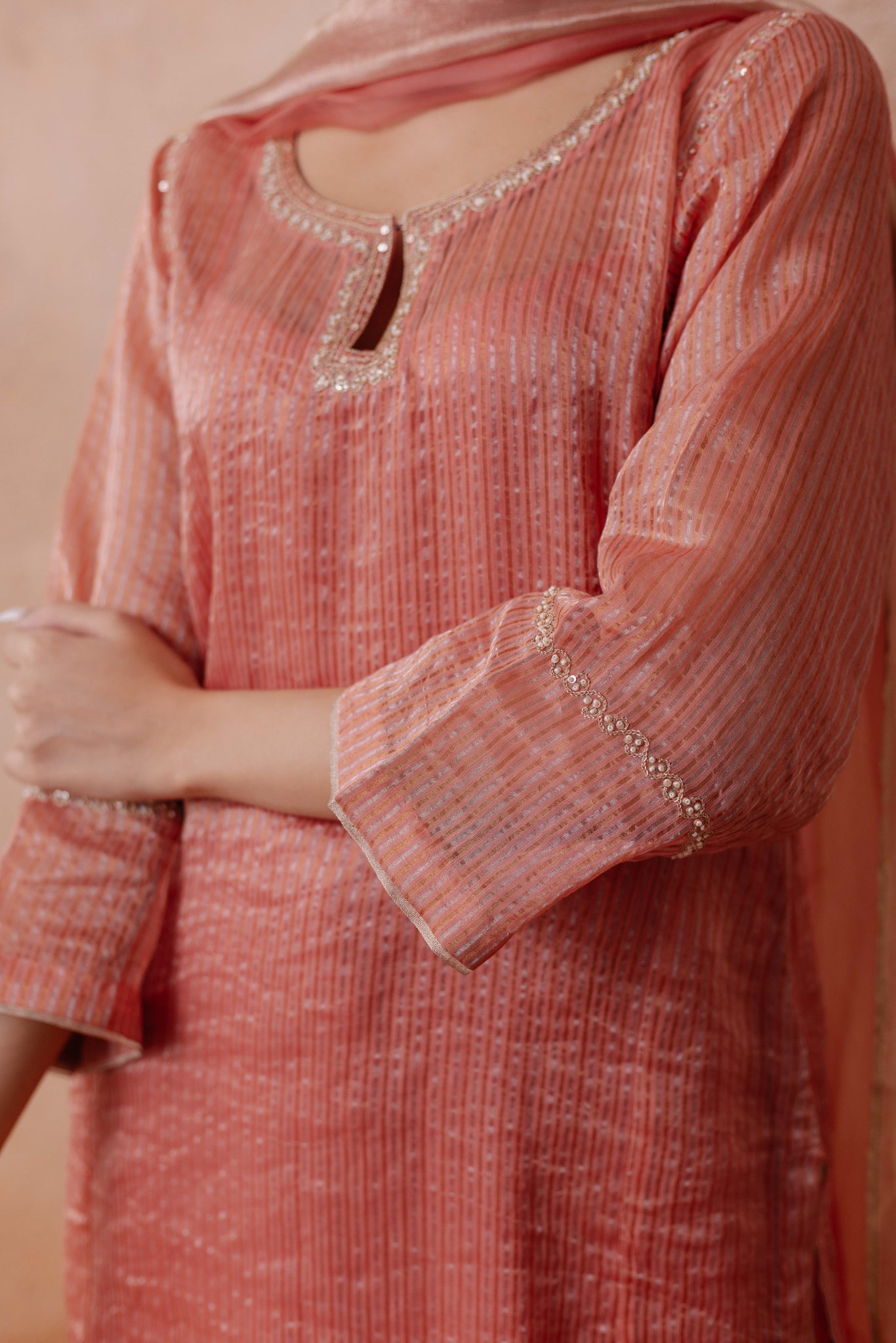 Maheen - The Coral Peach Suit Set