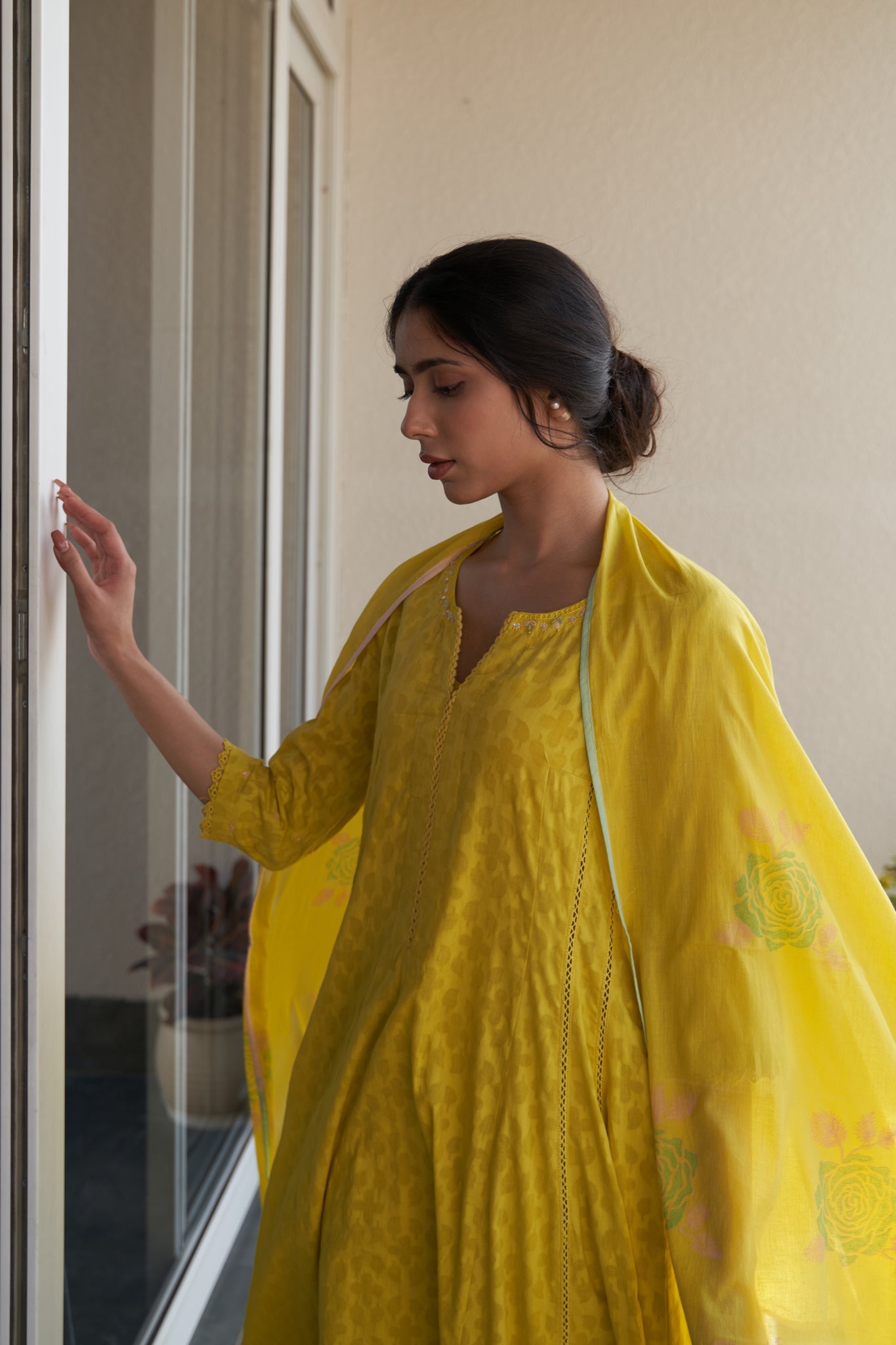 Meera - The Yellow A-Line Kurta Set