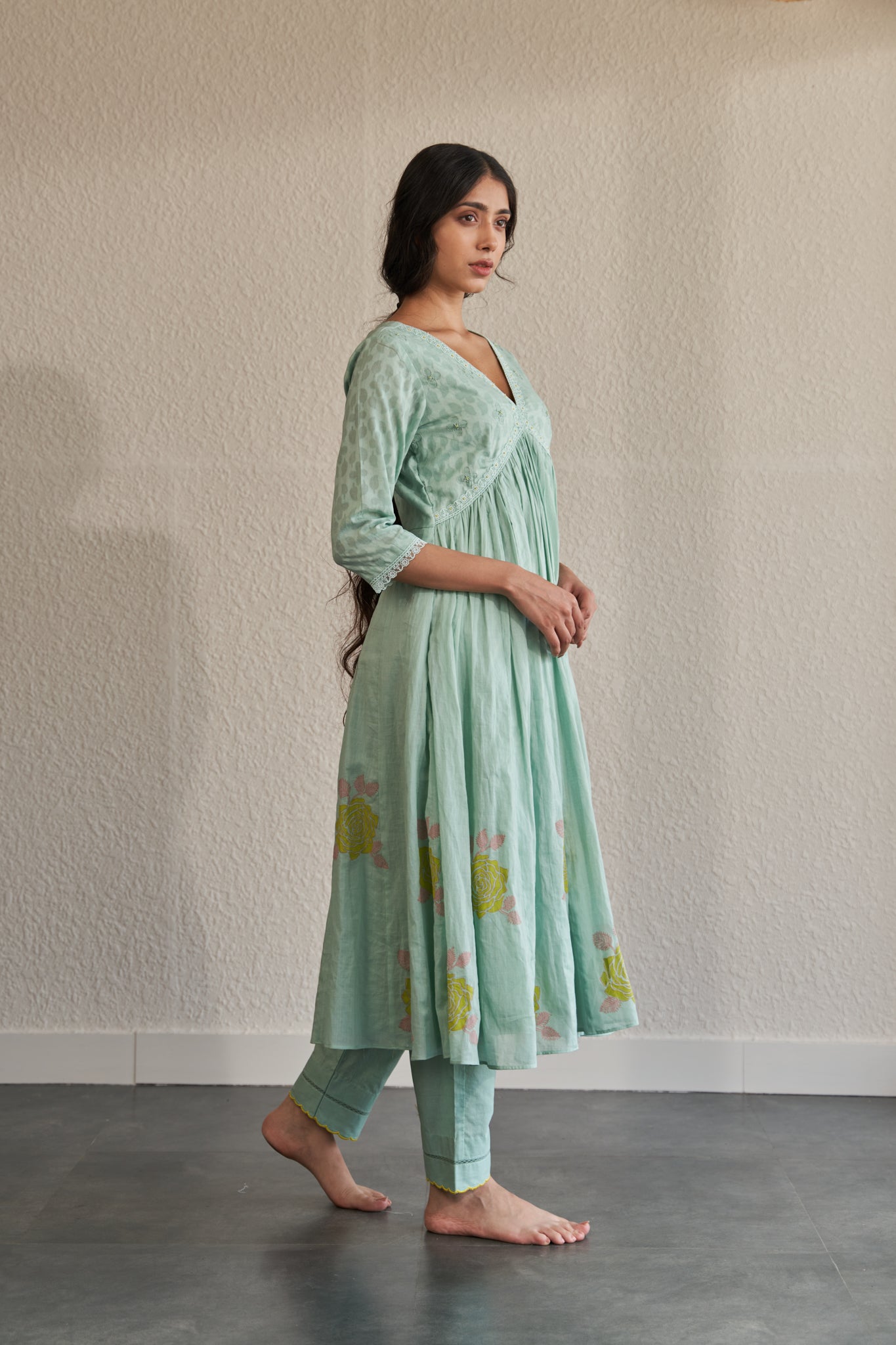 Neeva - The Sea-Blue Anarkali Set