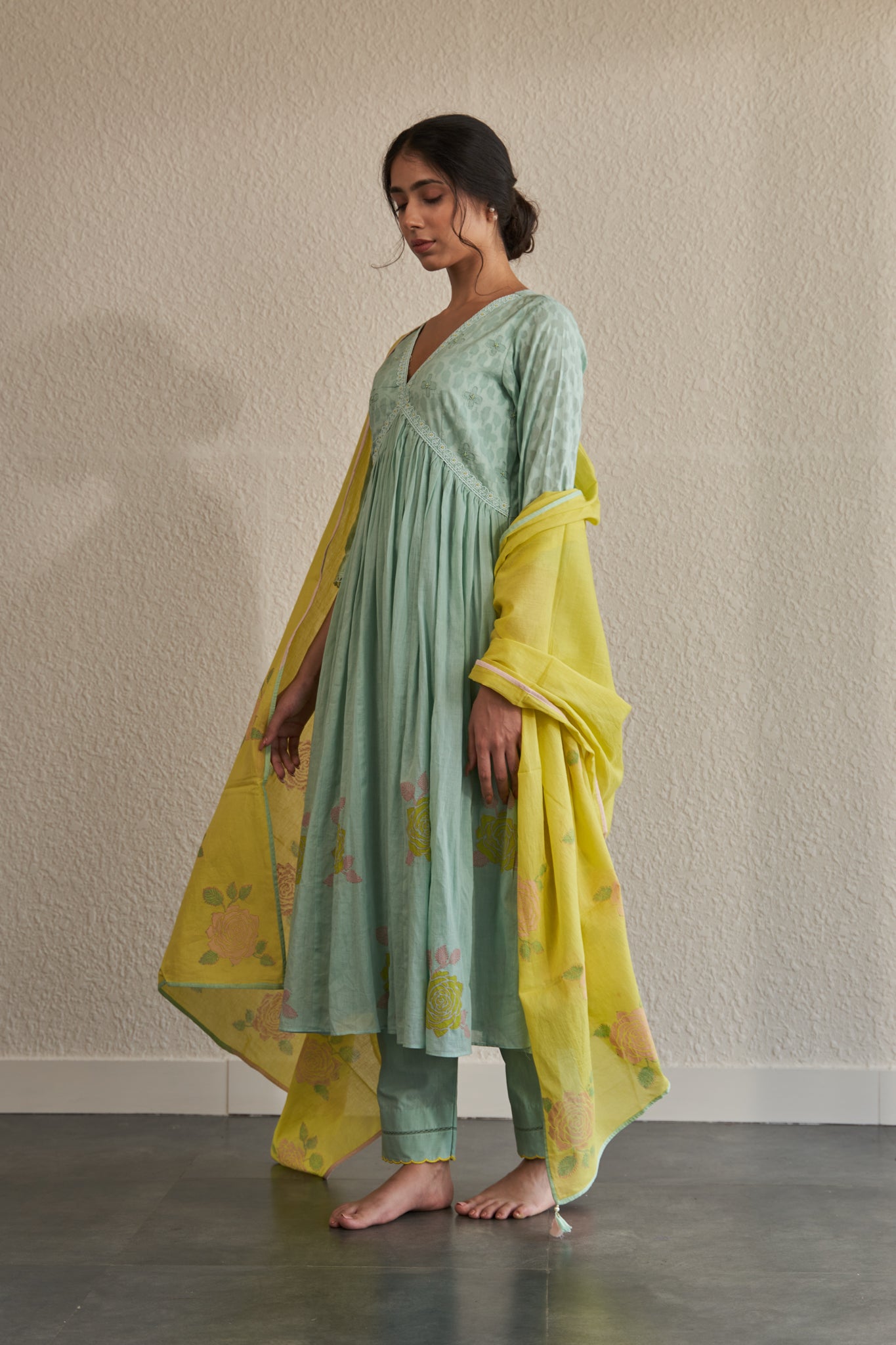 Neeva - The Sea-Blue Anarkali Set