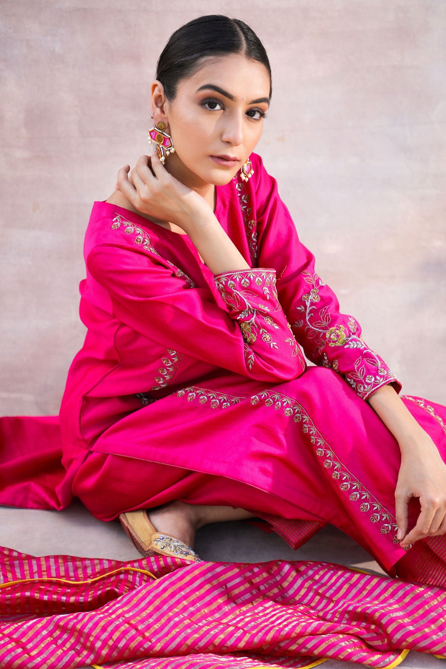 Noor - Pink Chanderi Suit