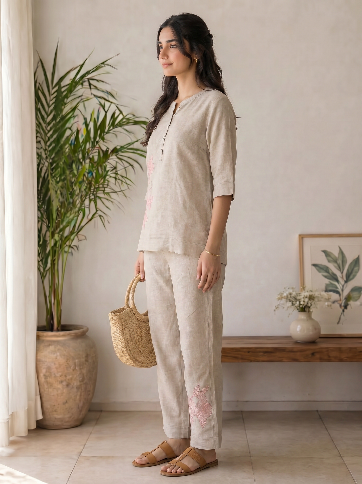 Dia - The Linen Co-ord Set (Pink)