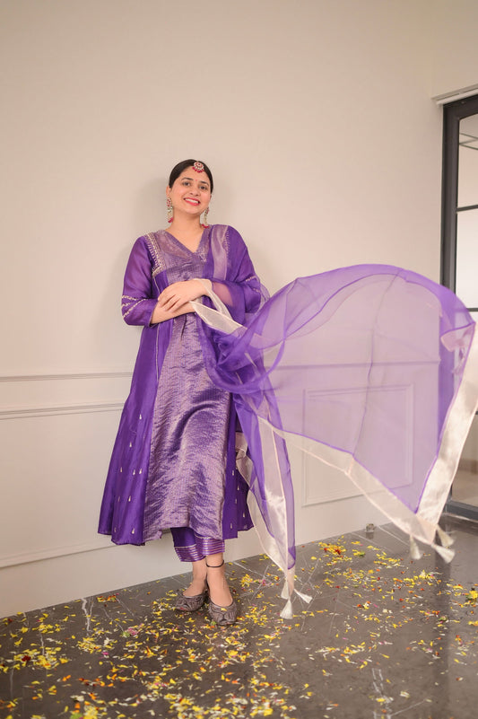 Sristhi Dani in Maryam - The Purple A-Line Suit Set