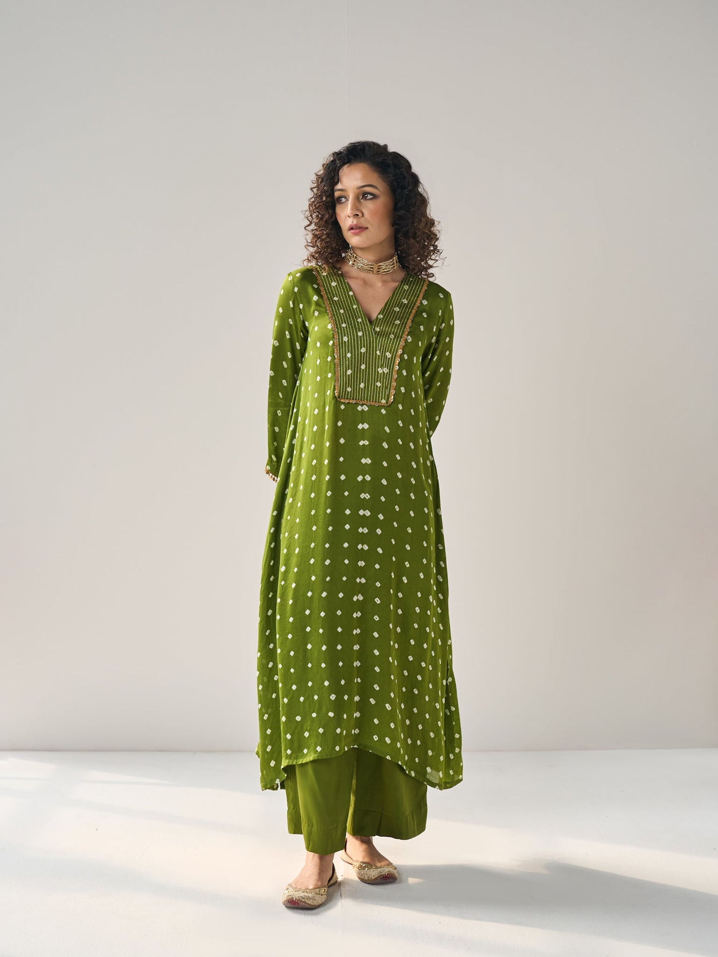 Willow - The Green Bandhani Kurta Set