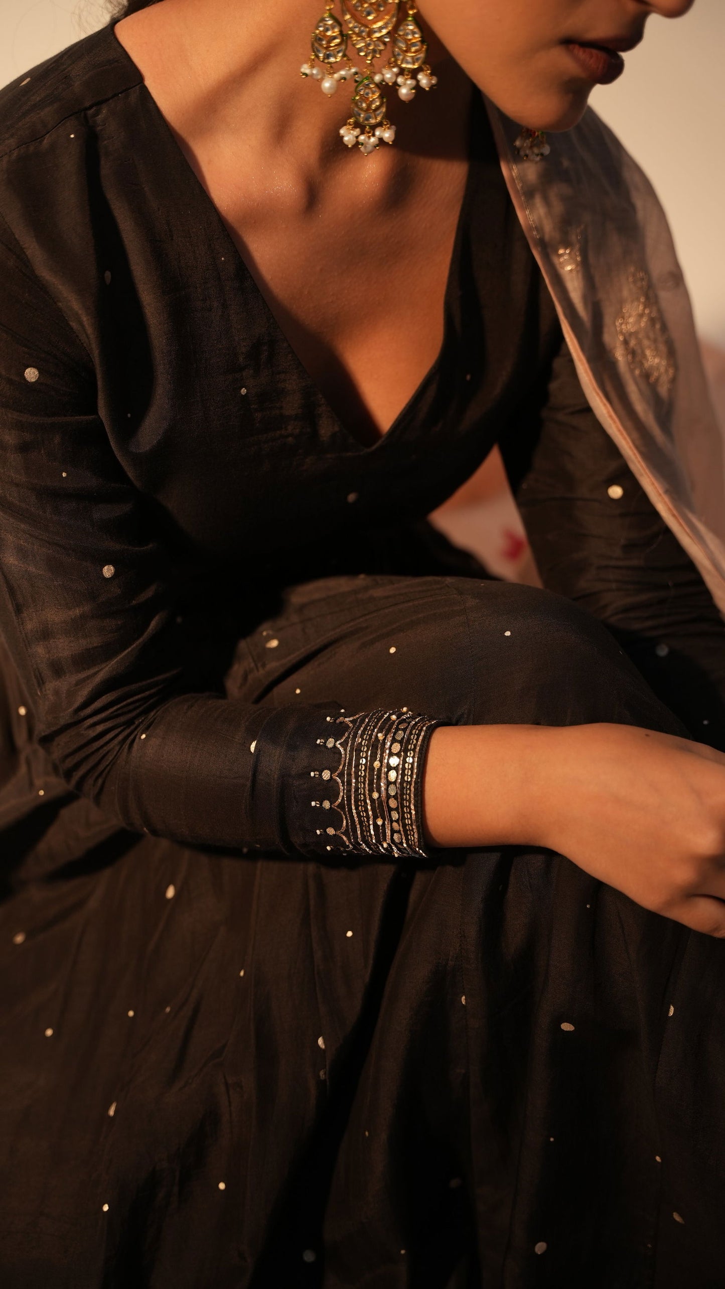 Zaniyah - The Black Anarkali Set