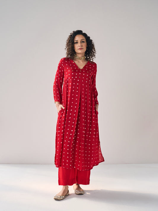 Aiyana - The Red Bandhani Kurta Set