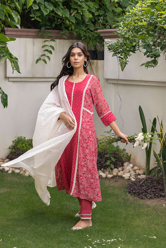 Zeenat - Red and White Suit