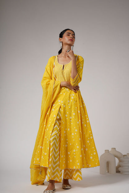 Yellow Anarkali - 3 piece set