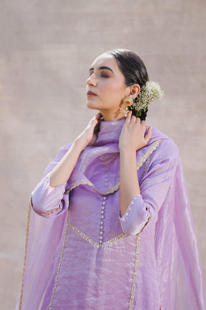Bahaar - Lavender Tissue Chanderi Kurta with Sharara and Zari Dupatta