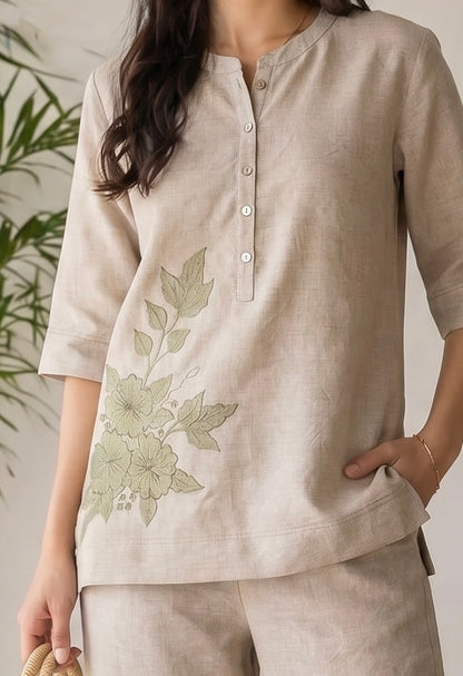 Dia - The Linen Co-ord Set (Green)
