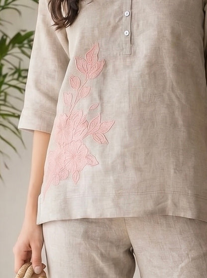 Dia - The Linen Co-ord Set (Pink)