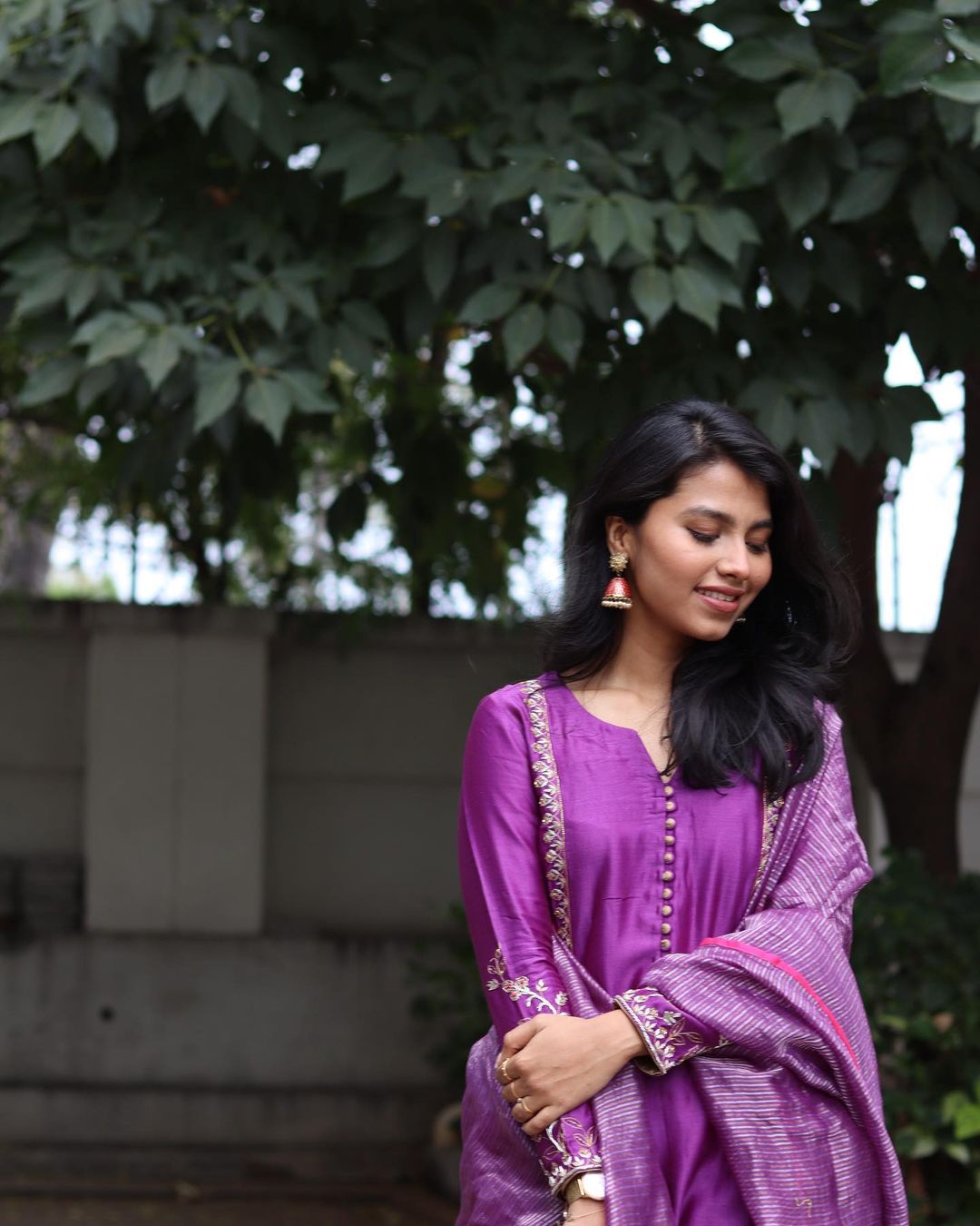 Amirah - Purple Chanderi Silk Suit