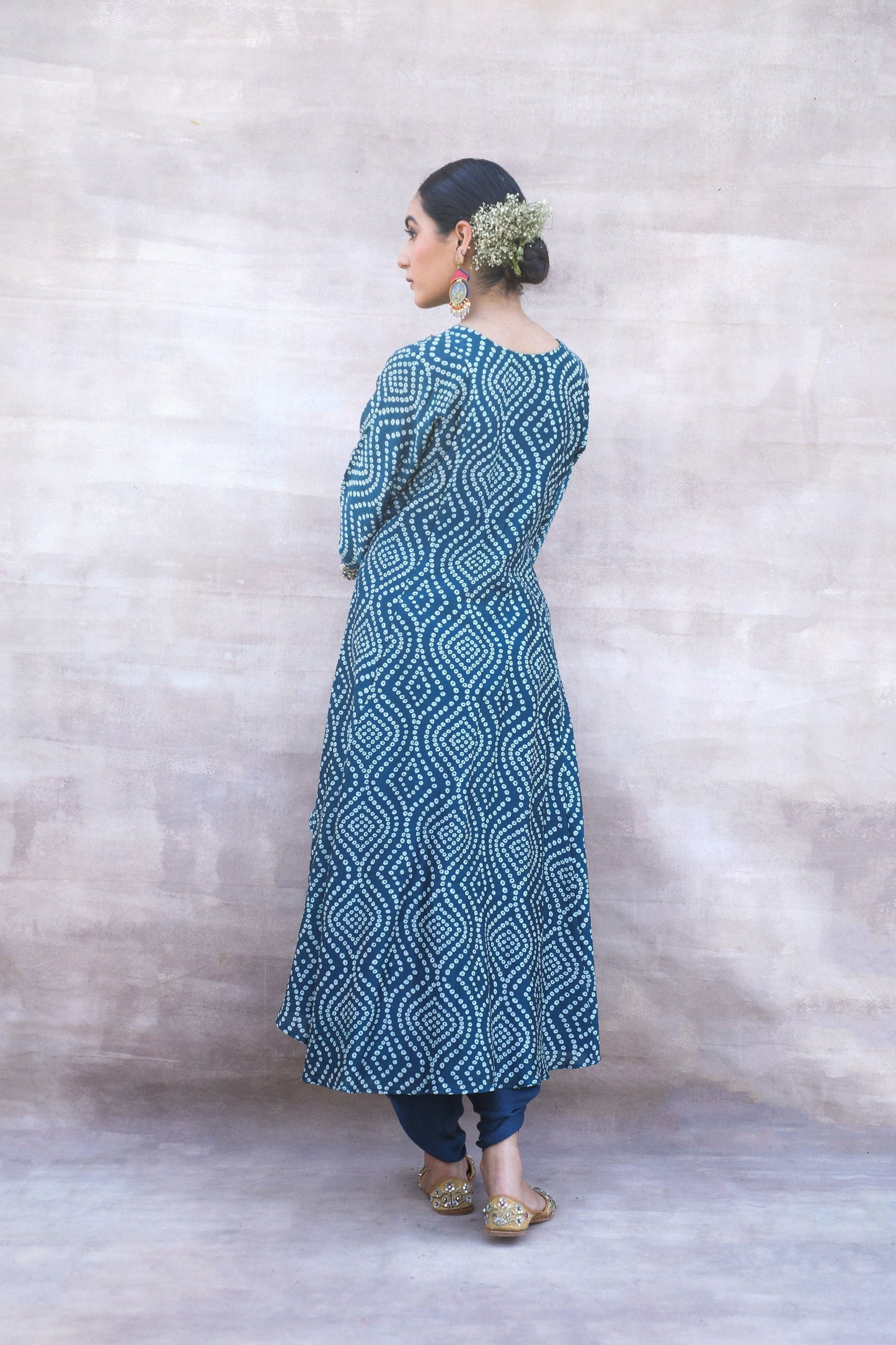 Afia - Blue Bandhani Suit with Dhoti Pants