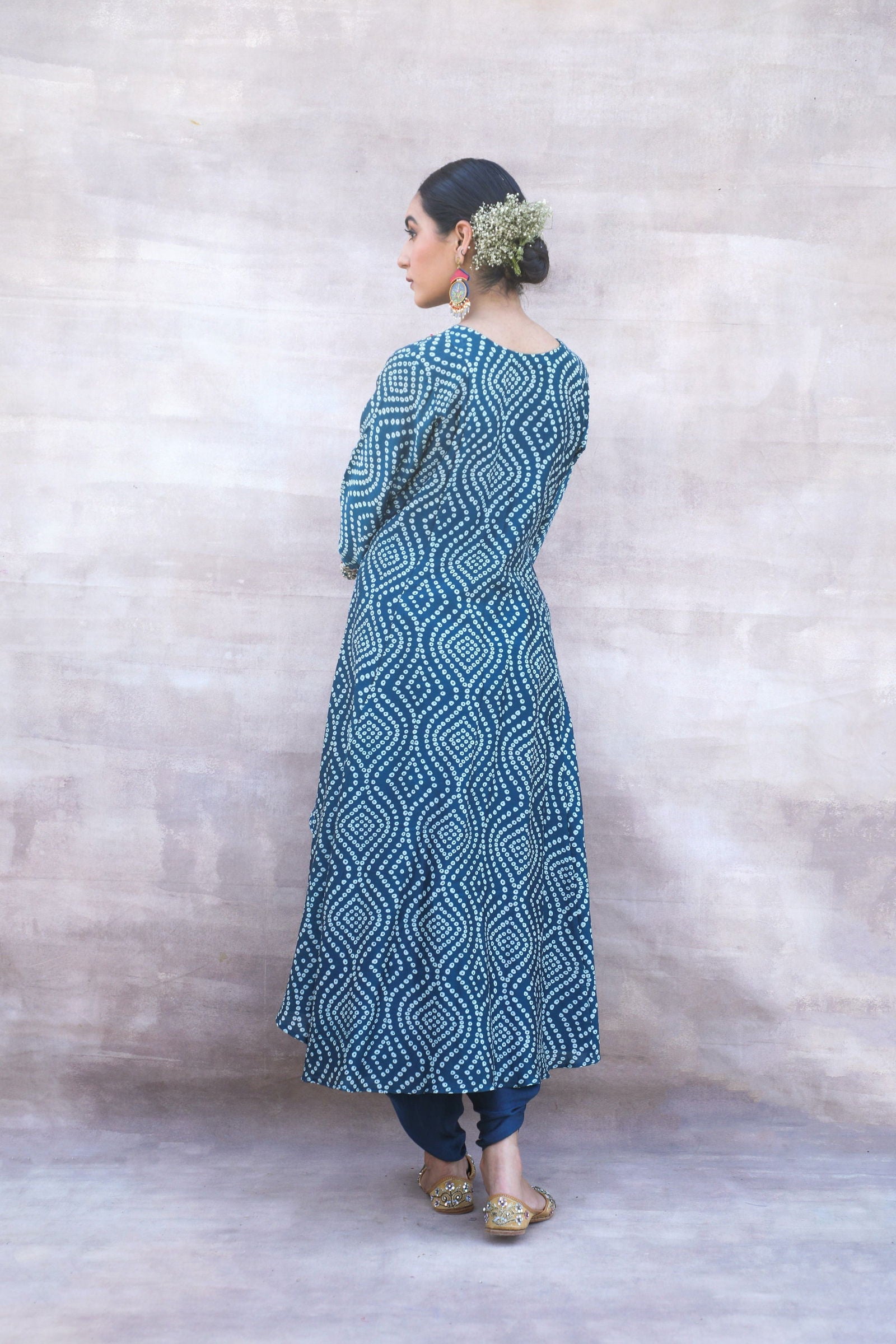 Afia - Blue Bandhani Suit with Dhoti Pants