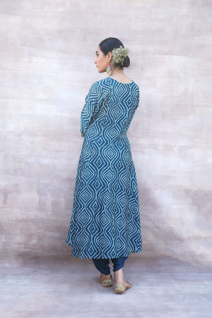 Afia - Blue Bandhani Suit with Dhoti Pants