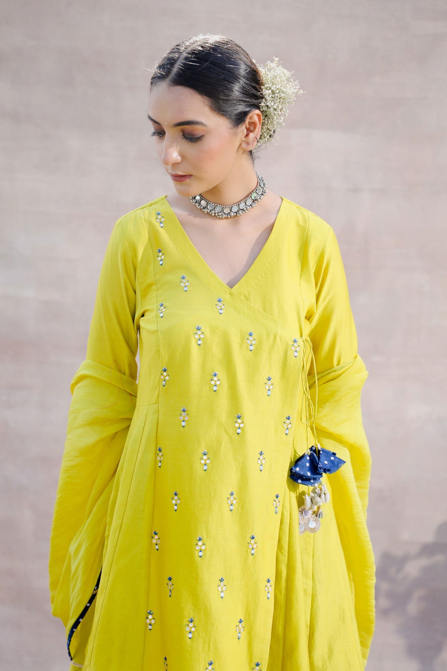 Afsheen - Yellow Chanderi Angrakha Shirt with Sharara