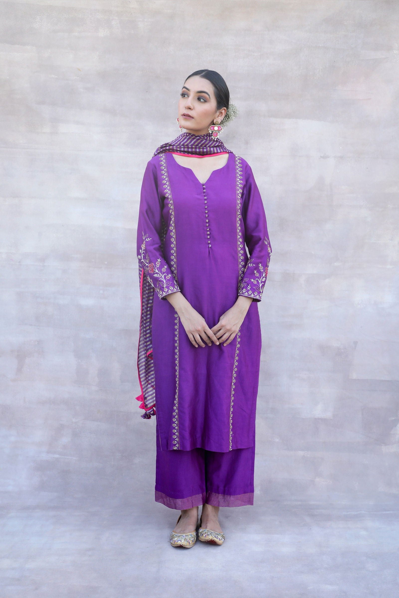 Amirah - Purple Chanderi Silk Suit