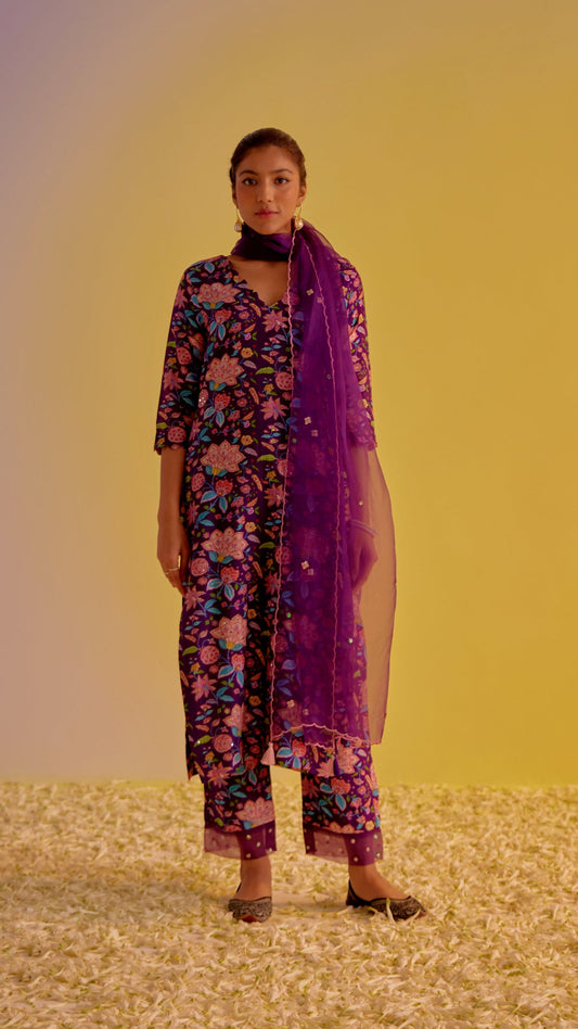 Asma - The Purple Straight Suit Set