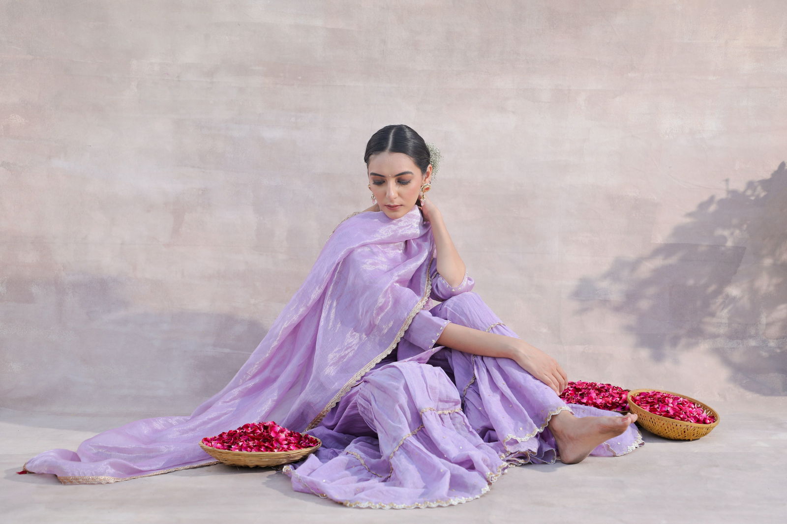 Bahaar - Lavender Tissue Chanderi Kurta with Sharara and Zari Dupatta