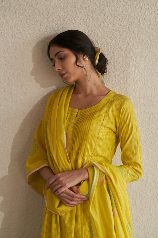 Drishti - The Yellow A-Line Kurta Set