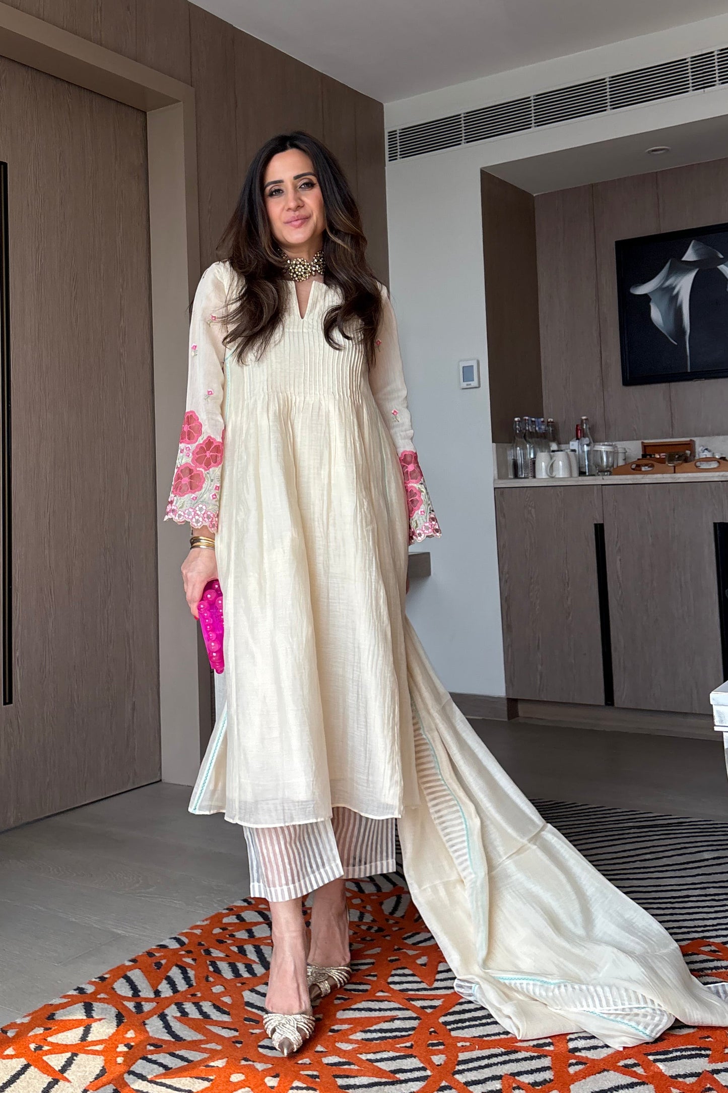 Mitali Wadhwa in Camellia - The Cream A-line Kurta Set