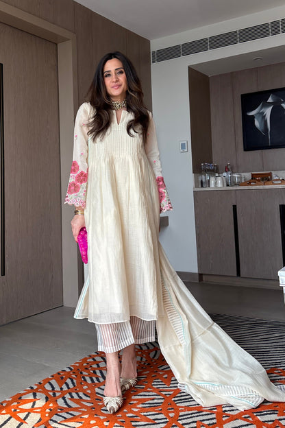 Mitali Wadhwa in Camellia - The Cream A-line Kurta Set