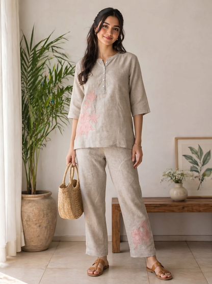 Dia - The Linen Co-ord Set (Pink)