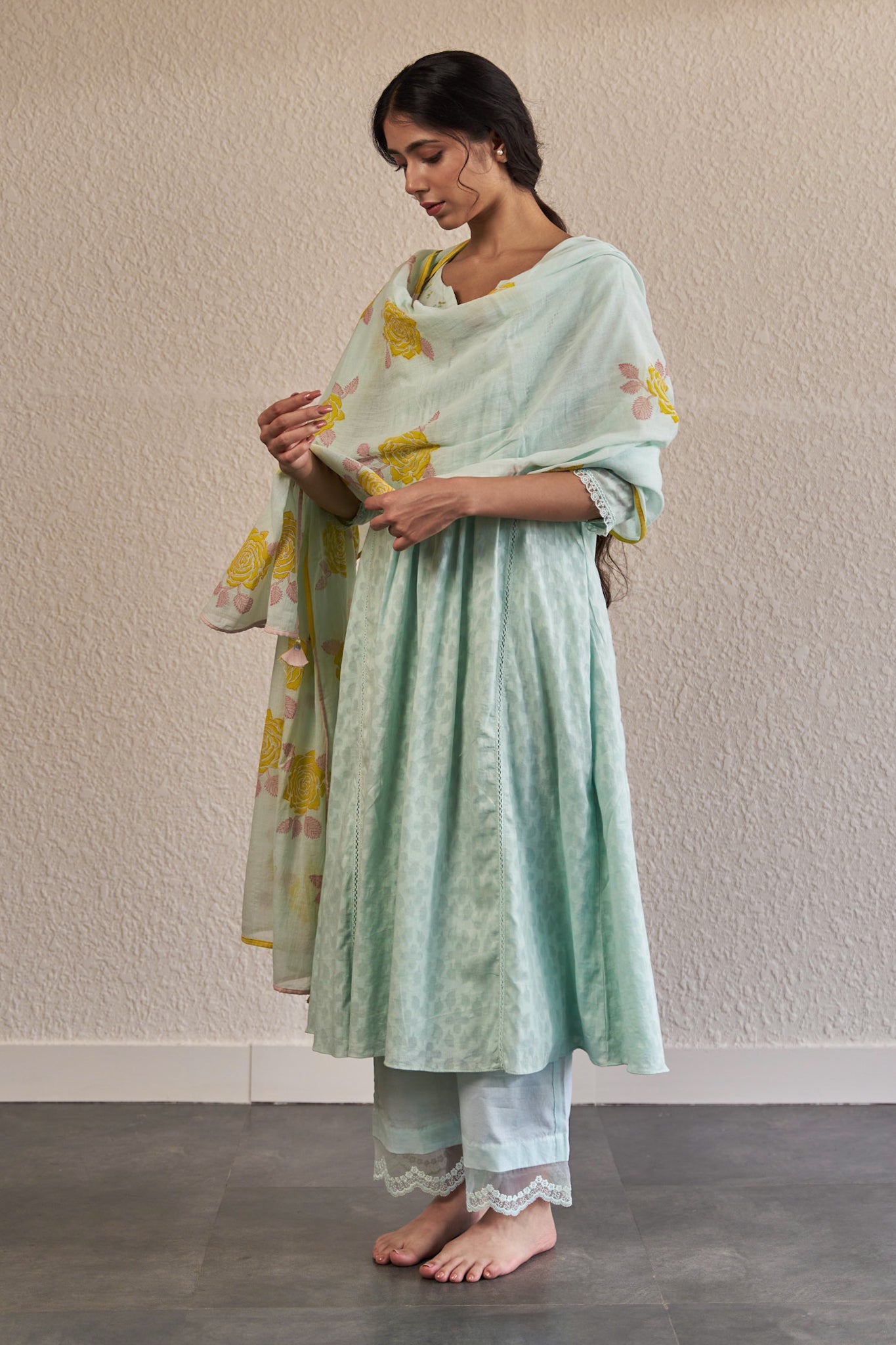 Gauri - The Frost Blue A-Line Kurta Set