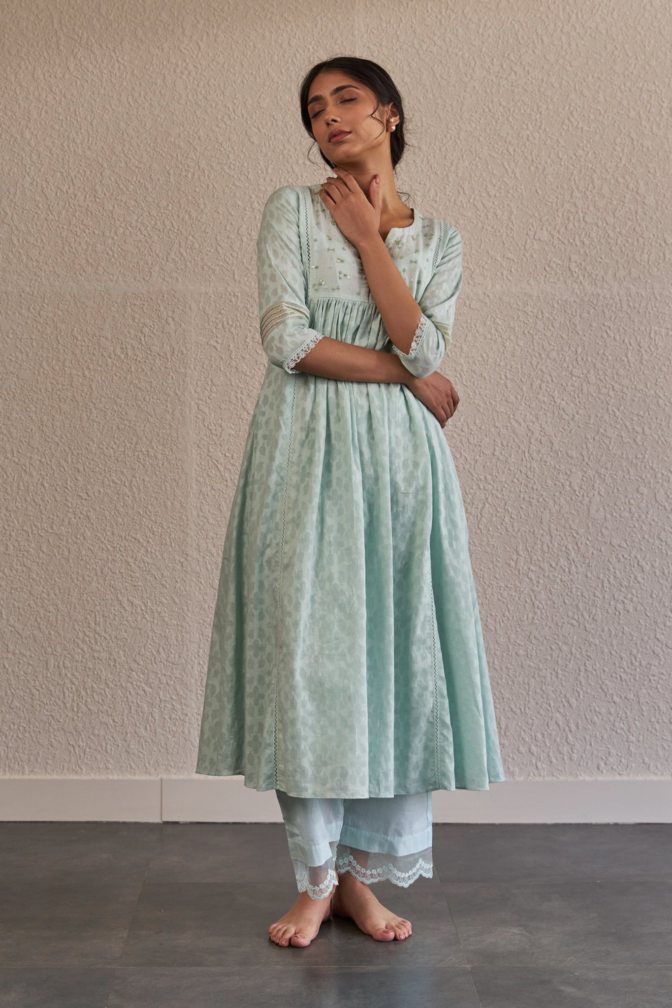 Gauri - The Frost Blue A-Line Kurta Set