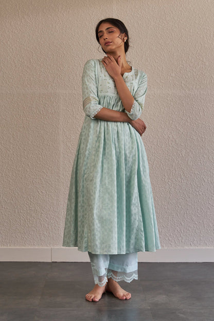 Gauri - The Frost Blue A-Line Kurta Set