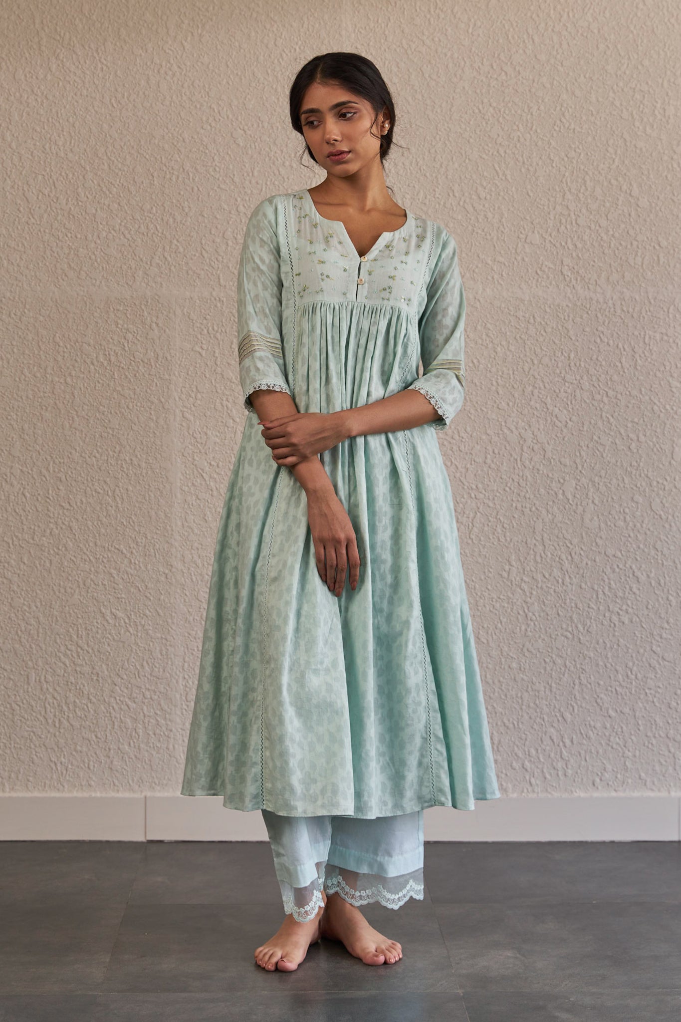 Gauri - The Frost Blue A-Line Kurta Set